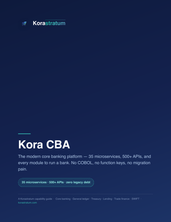 Kora CBA — The Modern Core Banking Platform cover